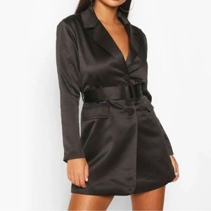 boohoo petite satin blazer dress